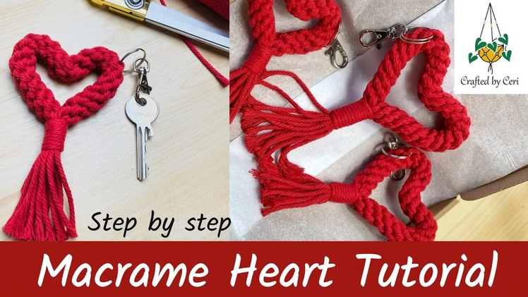 Valentines heart shaped macrame keychain gift tutorial available now! #shorts