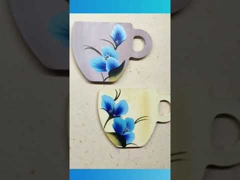 Wooden Cup Shaped Magnets | Acrylic Colors | One Stroke Painting | #SHORTS