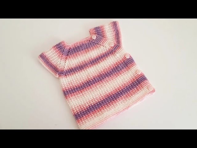 Yandan Düğmeli Yakadan Başlama Yelek Yapımı. Baby knit vest pattern with buttons on the one side