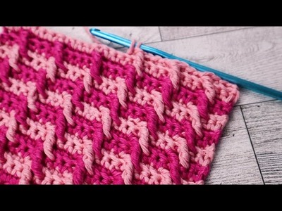2-COLOR Crochet Spiral Grid Stitch (How To Crochet UNIQUE Post Stitches)