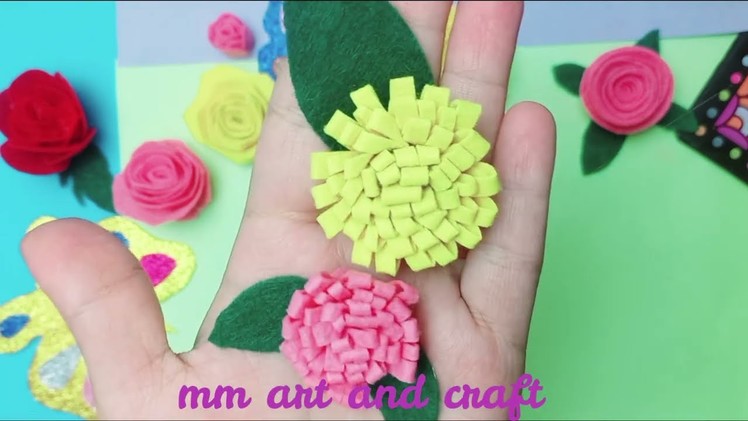 4 EASY FELT FLOWERS.DIY FELT FLOWER TUTORIAL.How to Make a Rolled Felt Flower.felt sheet crafts.#diy