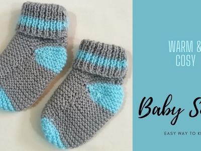 6-12 month Baby Socks Knitting Steps | Knit baby socks for Beginners | Trendy Baby Socks design