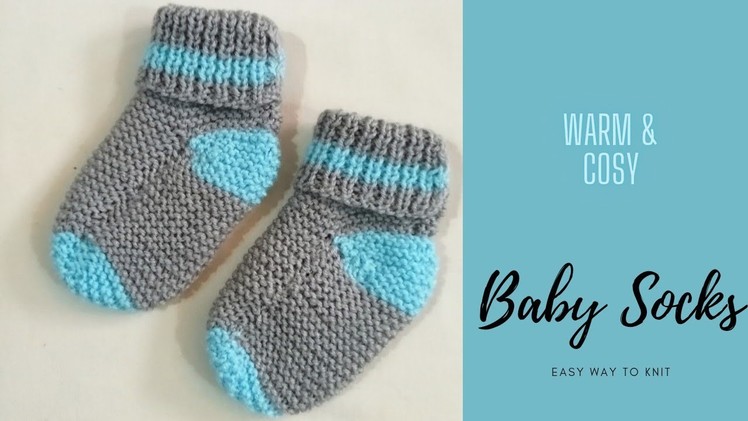 6-12 month Baby Socks Knitting Steps | Knit baby socks for Beginners | Trendy Baby Socks design