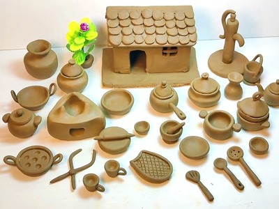 Amazing technique build DIY miniature Clay House | how to make Clay House@ClaycraftsbyRumi