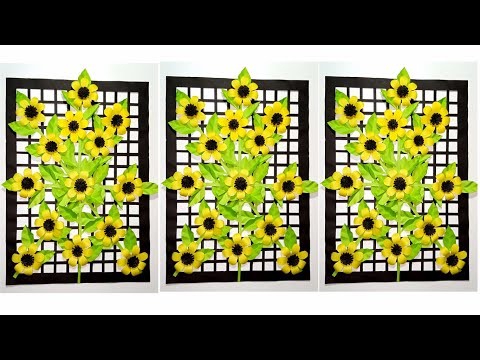 Beautiful Black and Yellow Color paper flower wall hanging wallmate Crafts ideas