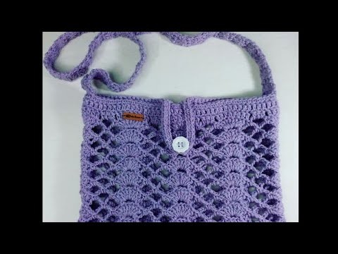Bolsa de crochê com barbante fio 6.Crochet tutorial.#euroroma #barbantes