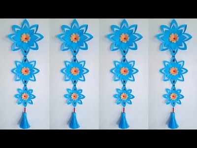 Cara mudah membuat hiasan dinding kertas | DIY easy wall hanging paper flower crafts | home decor