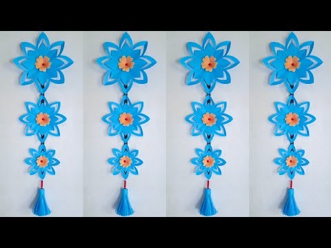 Cara mudah membuat hiasan dinding kertas | DIY easy wall hanging paper flower crafts | home decor
