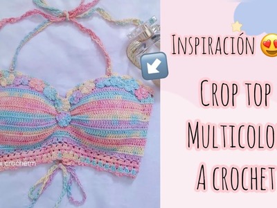 Cómo tejer crop top multicolor a crochet paso a paso