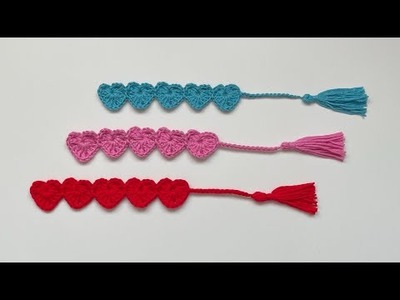Crochet - Heart Bookmark - Very Easy Pattern - Scrap Yarn Project