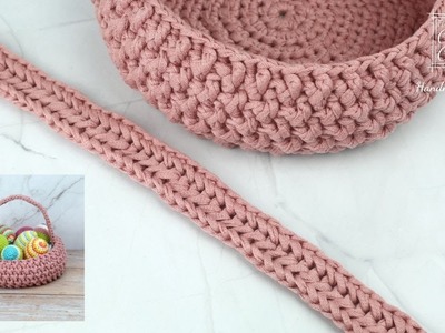 Crochet Herringbone Stitch Basket Handle. Bag Strap