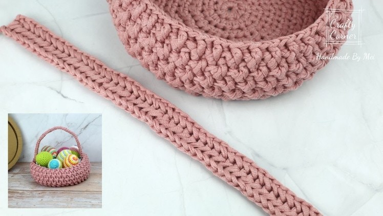 Crochet Herringbone Stitch Basket Handle. Bag Strap