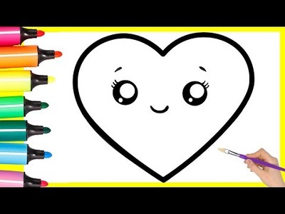Dibuja y Colorea Un Corazón Arcoiris.Dibujos Para Niños.Draw and Color A Rainbow Heart