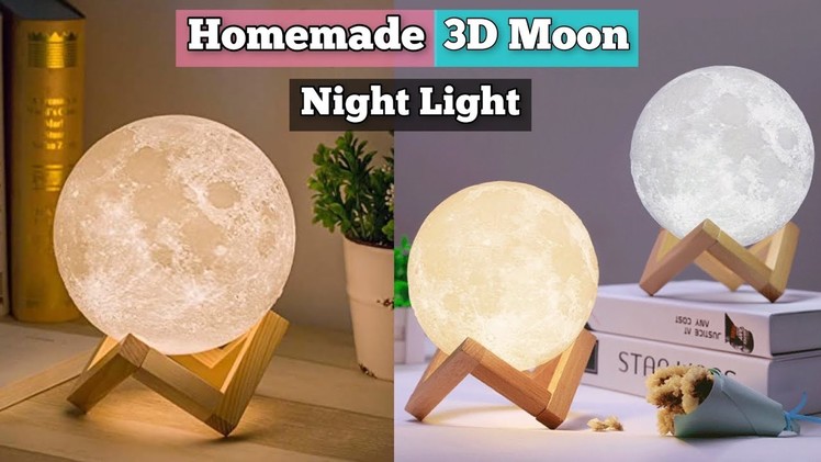 DIY 3D Moon Lamp. How to make Moon Lamp at home. DIY desk decor ideas. Girls crafts. Paper craft