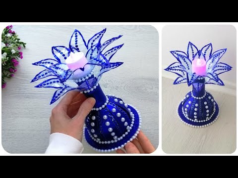 DIY Candle Holder Craft Idea | from Plastic Bottle | Easy home decoration ideas