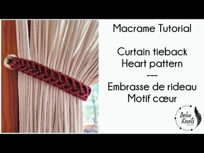 DIY Macrame Tieback HEART pattern tutorial - Tuto Embrasse de rideau motif COEUR #2