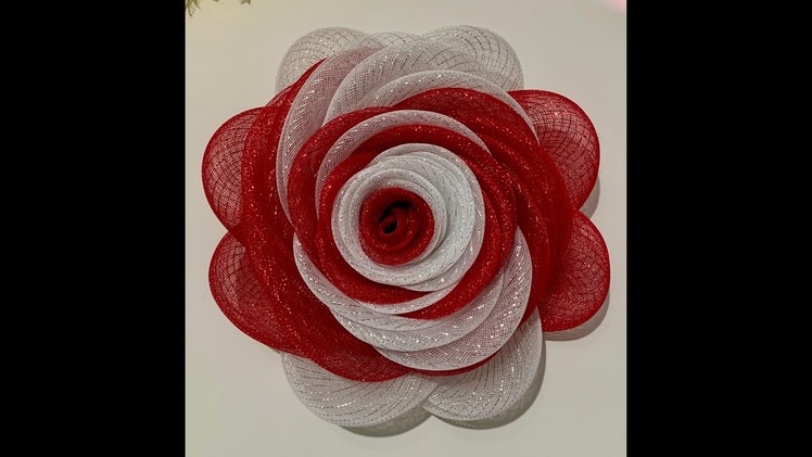 DIY Red & White Rose Wreath. Deco Mesh Wreath. Flower Wreath