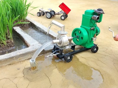 Diy tractor diesel engine water pump science project || @KeepVilla