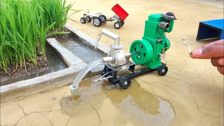 Diy tractor diesel engine water pump science project || @KeepVilla
