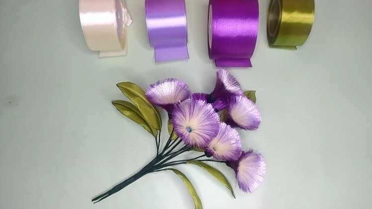 DIY | Tutorial Satin Ribbon Flower Easy | Tutorial Membuat Bunga Dari Pita Satin