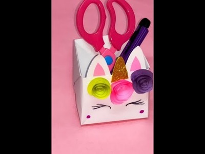 DIY unicorn Desktop Organizer with Paper - Paper Craft  Pen Holder Organize | pen stand | Pen holder