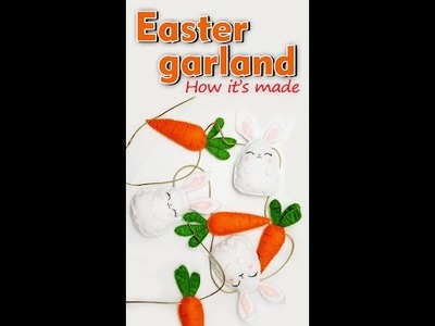 Easter decoration. Felt garland. bunny carrot. Step by step Tutorial. Making video. DIY. #Shorts