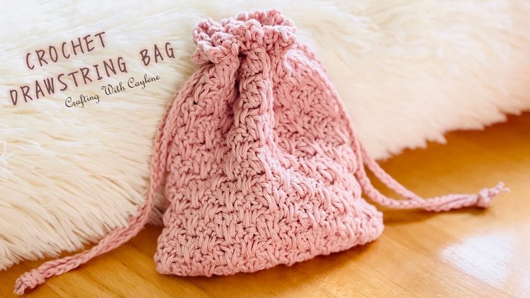EASY Crochet Drawstring Bag | Beginner Crochet Drawstring Pouch | Leftover Yarn Crochet Project