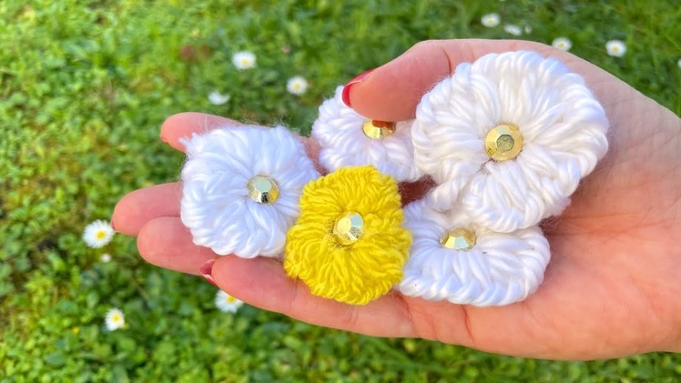 Faire une fleur en laine avec un crayon ✏️ Wool flower with pencil ???? DIY tuto facile et rapide