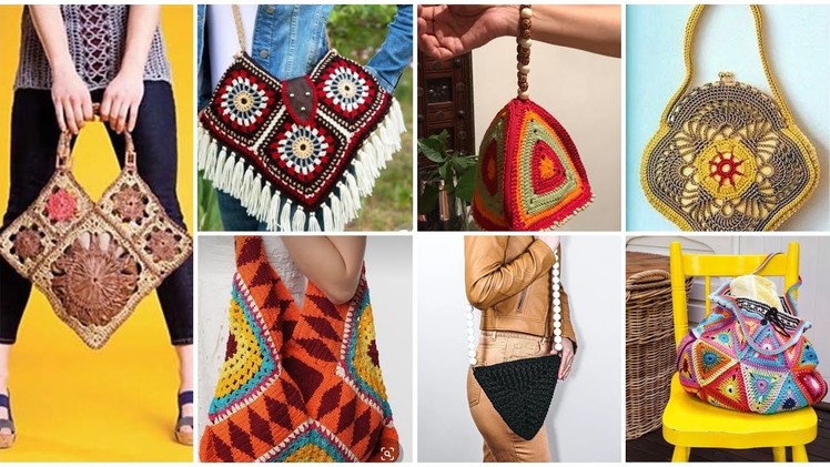 Gorgeous granny crochet Triangle pattern bag.shoulder bag designs