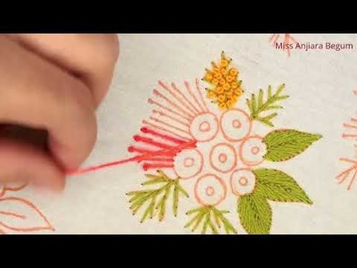 Hand Made Cute Embroidery Designs, Flower Embroidery Design on White Fabric-610