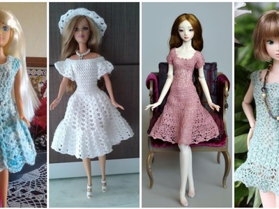 Highly trendy Barbie dolls #crochet #midi #dress.skater dress with newest pattern