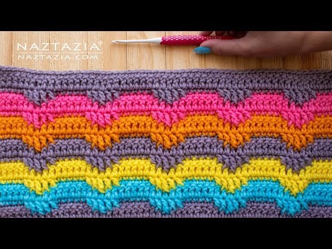 HOW to CROCHET TEXTURED WAVE STITCH - Easy Pattern for a Scarf Blanket and Bag by Naztazia