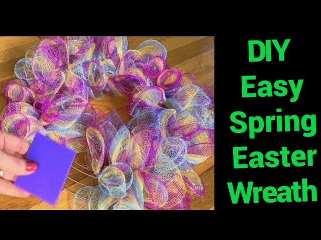 How To DIY Spring Deco Mesh Wreath Using The Dollar Tree Items.Quick and Easy Easter Wreath Tutorial