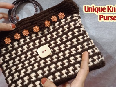 How to Knitting a Bag | Knit Shoulder Bag | Knit Purse with Needles
