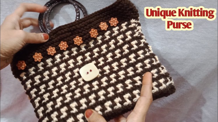 How to Knitting a Bag | Knit Shoulder Bag | Knit Purse with Needles