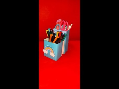 How to make pencil box  cumPen stand with waste boxes | DIY pencil box| desk organizer | crafts