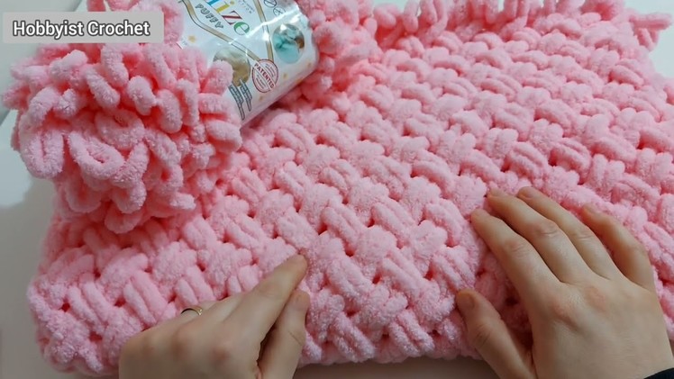NO NEEDLE NO HOOK ????Make a Blanket in One Day. Hand Crochet Knit a Blanket. Finger Crochet