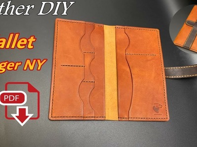PDF Pattern  Wallet - Travel Loger NY - Leather Craft - DIY Passbrieftasche Portemonnaie