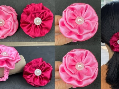 Satin fabric Scrunchies ✅✅ Flower Fabric Scrunchies Sewing tutorial.
