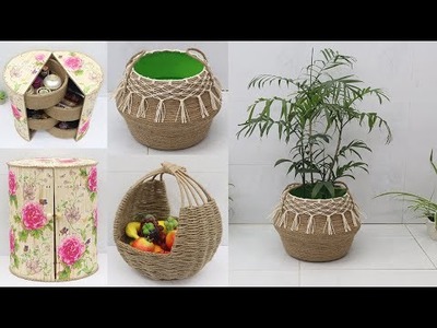 Storage Basket & Organizer Box from Waste Material | Jute Craft Ideas