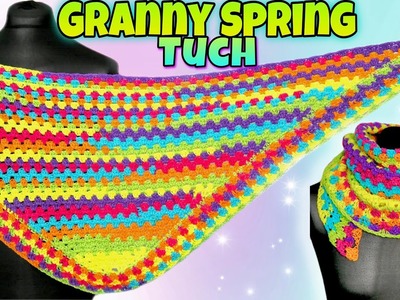 Super einfaches halbrundes Tuch häkeln | #GrannySpring