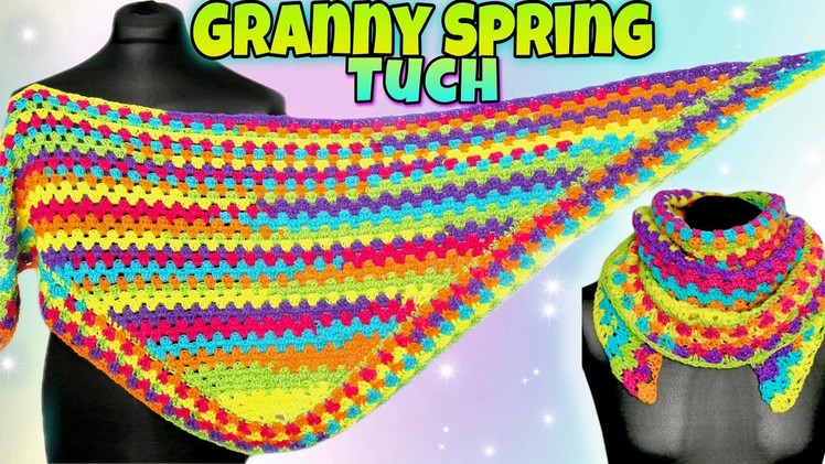 Super einfaches halbrundes Tuch häkeln | #GrannySpring