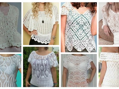 Trendy designer Vintage Crochet pattern Pineapple Leaves Tops.Women Crochet blouse.Boho fashion❤