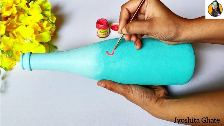 Very Easy Yet Beautiful Bottle Art| Simple Bottle Painting For Beginners| DIY Bottle Decor Ideas|