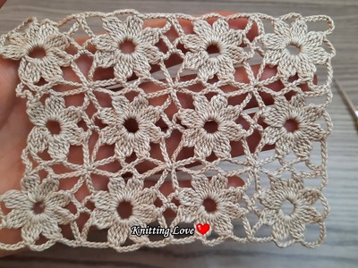 WONDERFUL Beautiful Flower Crochet PatternTunisia Knitting Free Tutorial for beginners Tığ işi örgü