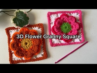 3D Crochet Flower Granny Square Tutorial #30