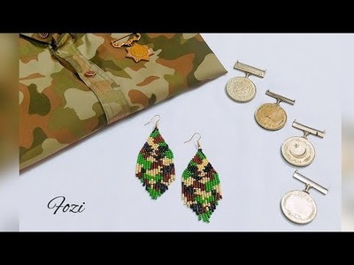 Beaded camouflage (military) pattern earrings ???????????? #beading #diy #beadedearrings #camouflage