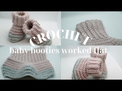 CROCHET BABY BOOTIES - Crochet Pattern Worked Flat