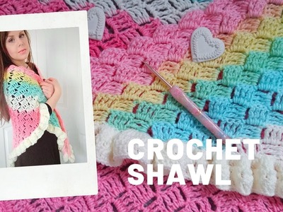 CROCHET EASY VINTAGE WRAP | Crochet The Valentina Shawl For Beginners & Free Pattern (C2C Technique)