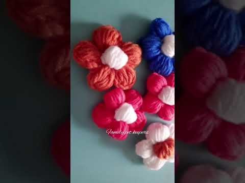 Crochet flower puff stitch daisy Marguerite flower #timelapse #shorts #crochet #tutorial